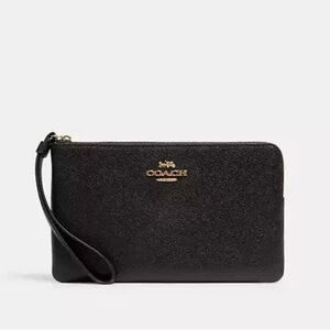 Coach Corner Zip Black Wristlet